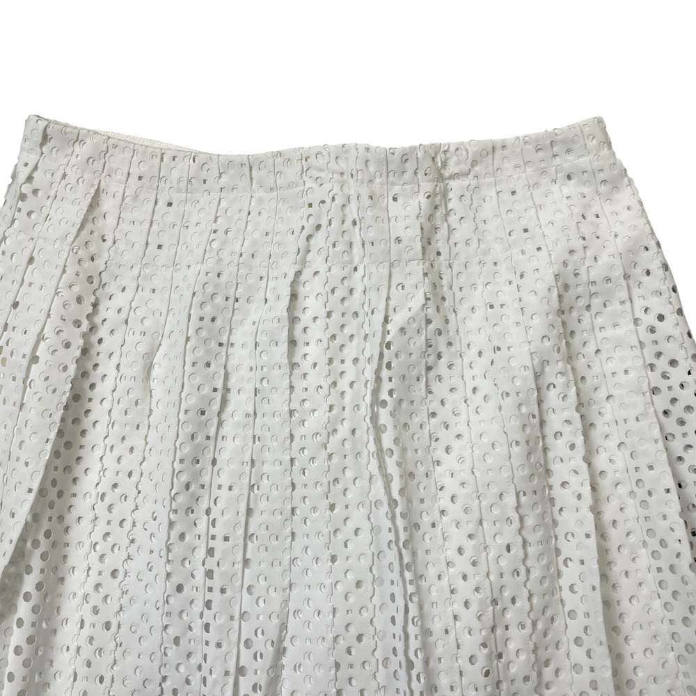 Tory‎ Burch 10 New w/Tags White 100% Polyester Carine Skirt Lined Pleated - Picture 2 of 8